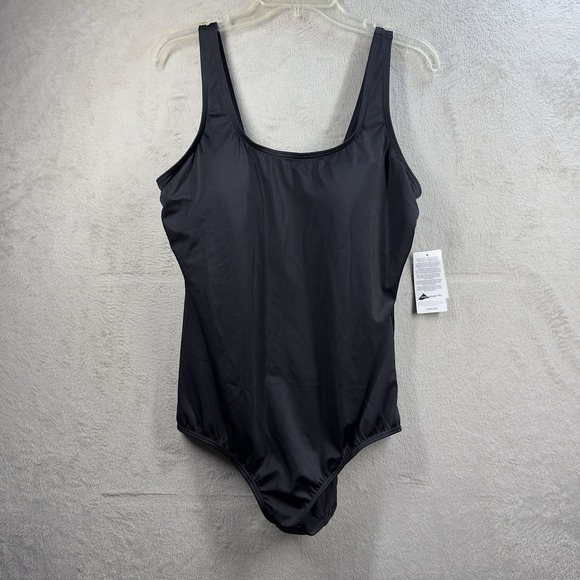 Lands' End Tugless Tank One Piece Swimsuit Black Women's Size 18 NEW - Picture 1 of 7
